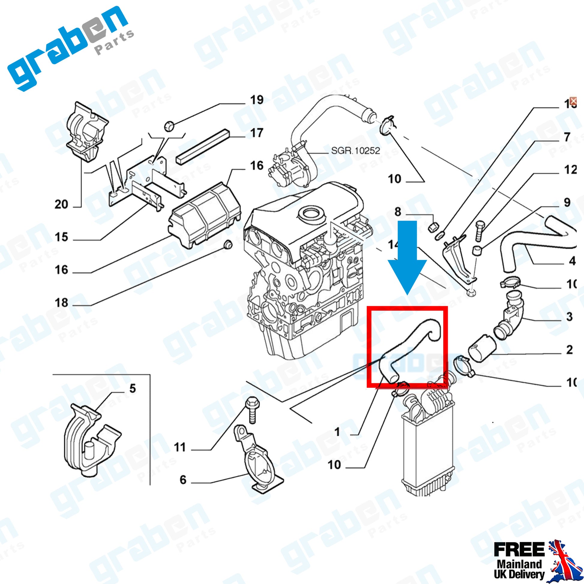 Grabenparts_Turbo Intercooler Hose Pipe For Fiat Ducato 2.3 JTD 2002-2006 1339889080_