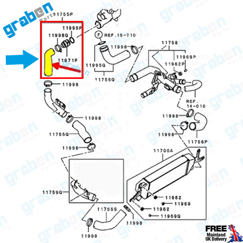 Grabenparts_Turbo Intercooler Hose Pipe For Mitsubishi Outlander II 2.0 DID 1505A056_