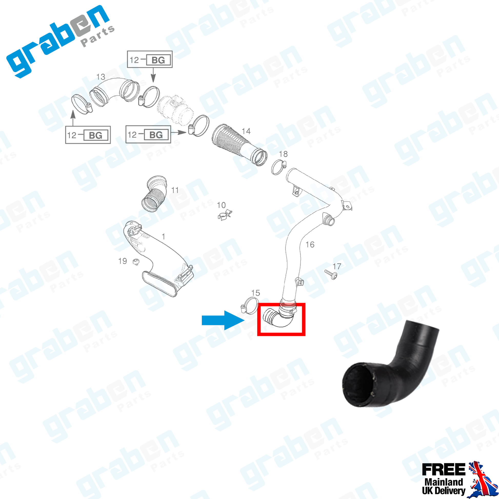 Grabenparts_Turbo Intercooler Hose Pipe For Vauxhall Astra H MK5 1.3 CDTi 2004-2010 835542_