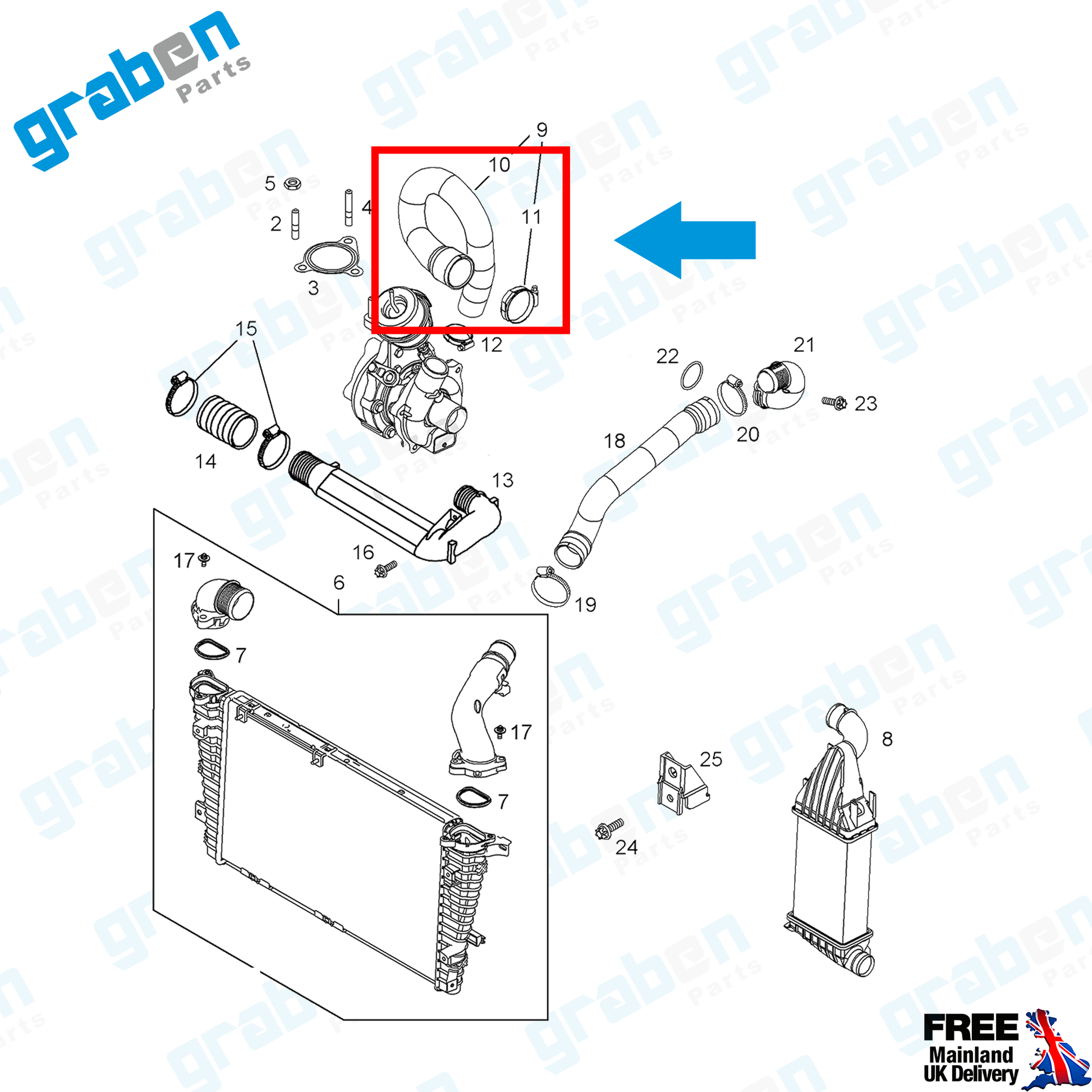 Grabenparts_Turbo Intercooler Hose Pipe For Vauxhall Astra MK5 (H) 1.3 CDTi 2004-2010 836176_