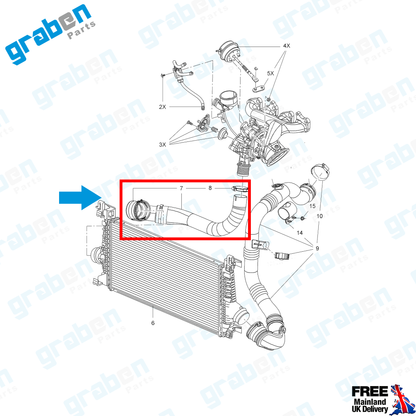 Grabenparts_Turbo Intercooler Hose Pipe For Vauxhall Astra MK6 (J) 1.4 2010+ 0860165_