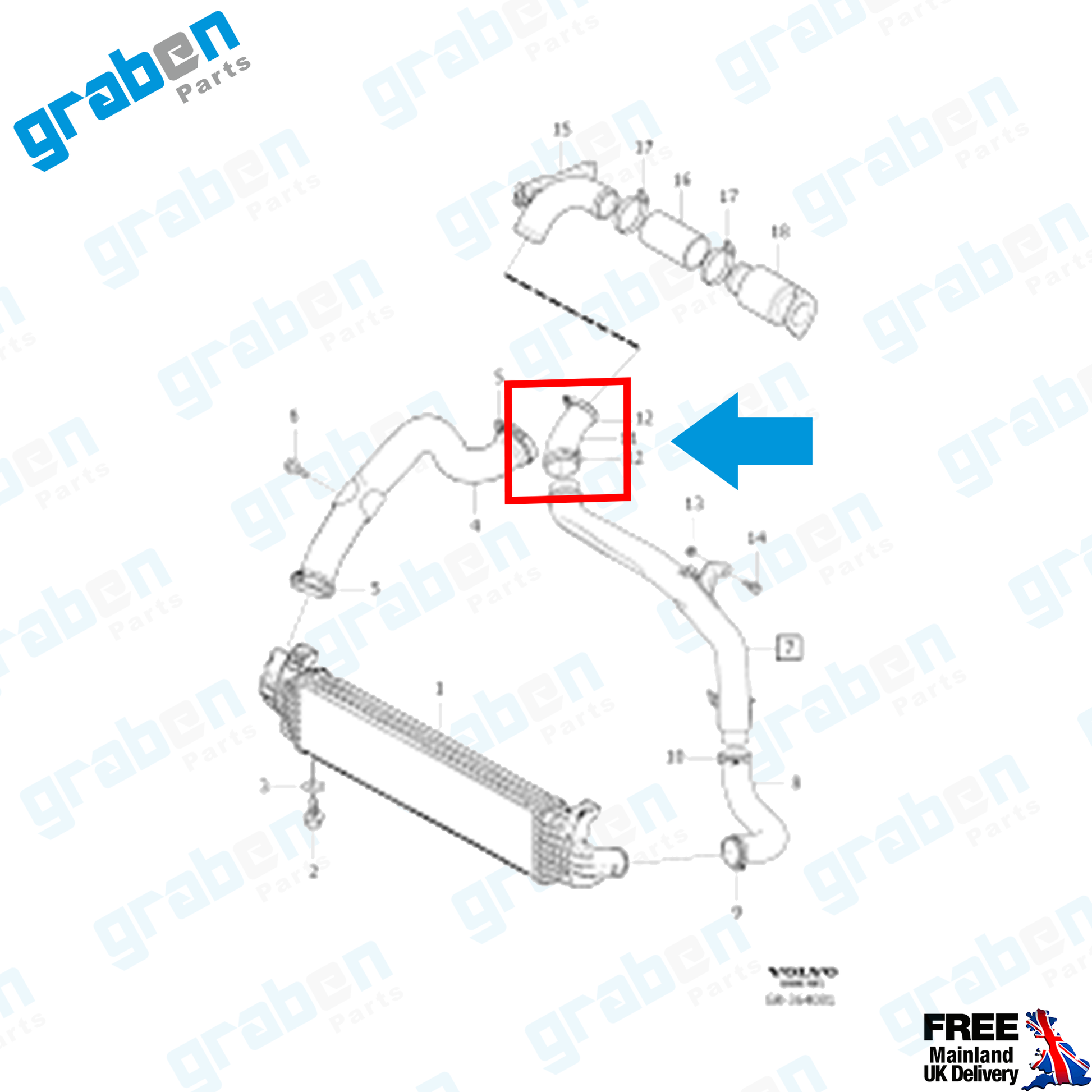Grabenparts_Turbo Intercooler Hose Pipe For Volvo C30 S40 II S60 S80 V40 V50 1.6 D2 31370494_