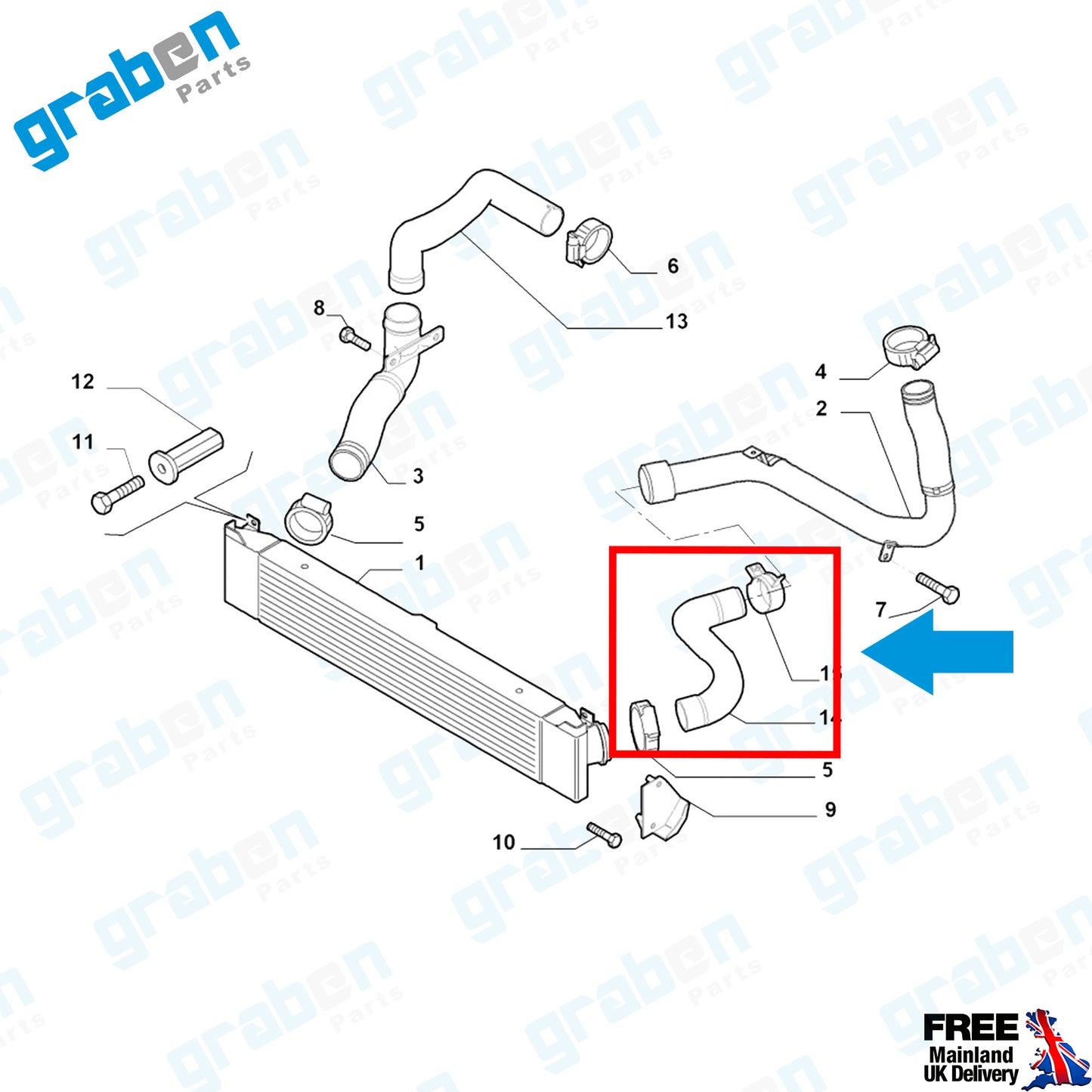 Grabenparts_Turbo Intercooler Hose Silicone For Fiat Ducato III / IV 3.0D 1363611080 2006+_
