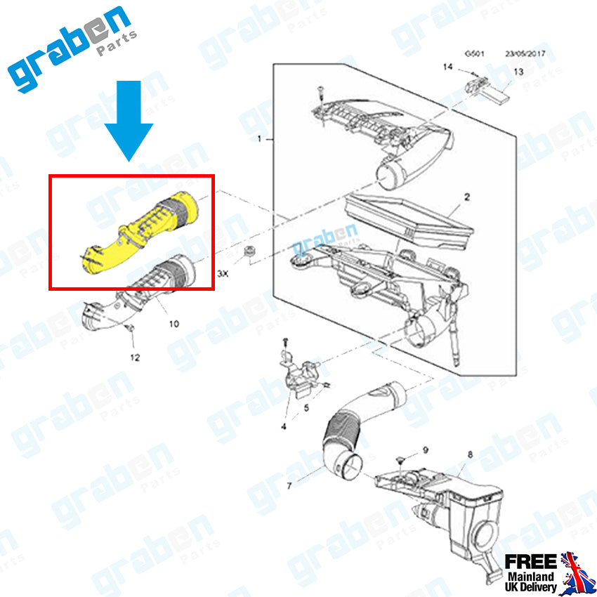 Turbo Pipe For Citroën DS3 / Peugeot 3008 5008 1.6 Bluehdi 9801000980 GM 3637148
