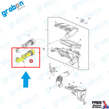 Grabenparts_Turbo Pipe For Peugeot 3008 5008 Citroën DS3 1.6 Bluehdi 9801021780 GM 3636994_