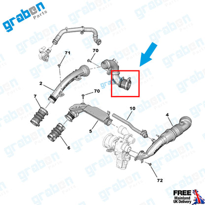 Grabenparts_Turbo Pipe Hose For Citroen DS Peugeot Opel Vauxhall Fiat 1.2 Petrol 9812736080_