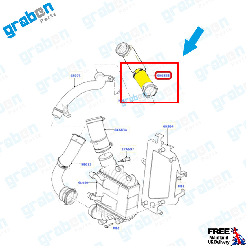 Grabenparts_Turbo Pipe Hose For Land Rover Discovery Sport Range Rover Evoque 2.0 D LR072134_
