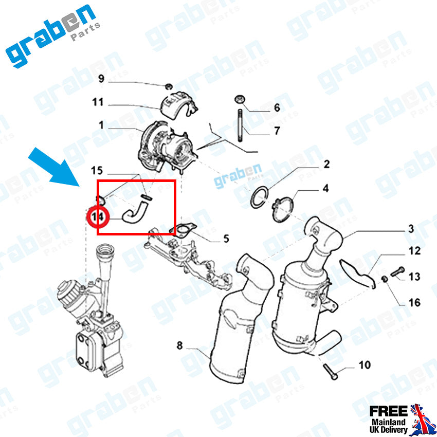 Grabenparts_Turbo Return Oil Pipe For Fiat / Opel / Alfa Romeo 1.3 Diesel Engines 55256543_