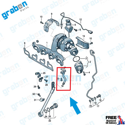 Grabenparts_Turbocharger Oil Return Pipe For Audi Seat Volkswagen 1.6 2.0 Diesel 03L145736D_