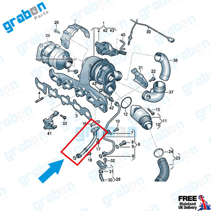 Grabenparts_Turbocharger Oil Return Pipe For Audi Seat Volkswagen 1.6 2.0 Diesel 04L145736E_