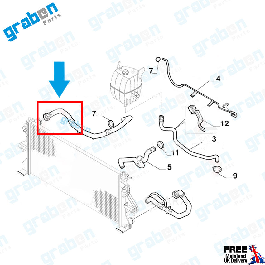 Grabenparts_Upper Radiator Hose Pipe For Ducato III / Boxer III / Jumper III 2.2 JTD 1348475080_