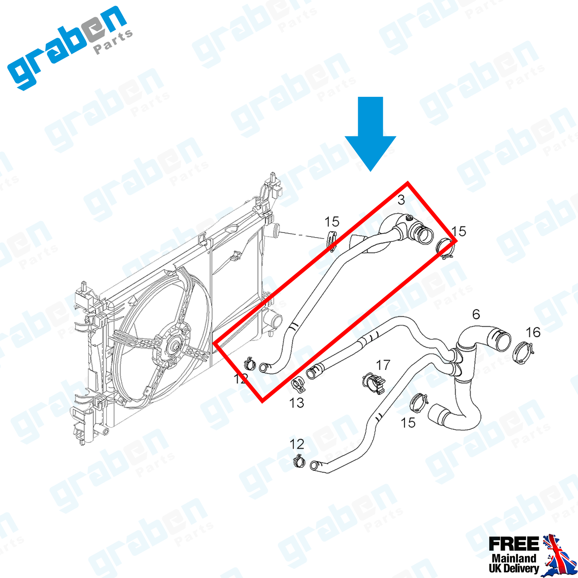 Grabenparts_Upper Radiator Hose Pipe For Opel / Vauxhall Corsa MK3 (D) 1.4 2006-2014 1337806_