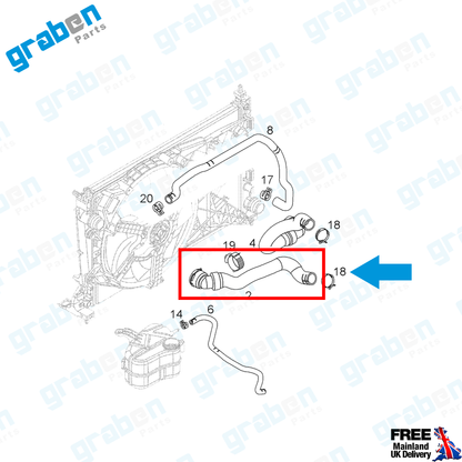 Grabenparts_Upper Radiator Hose Pipe For Vauxhall Corsa MK3 (D) 1.3 CDTi 90HP 2006+ 1337803_