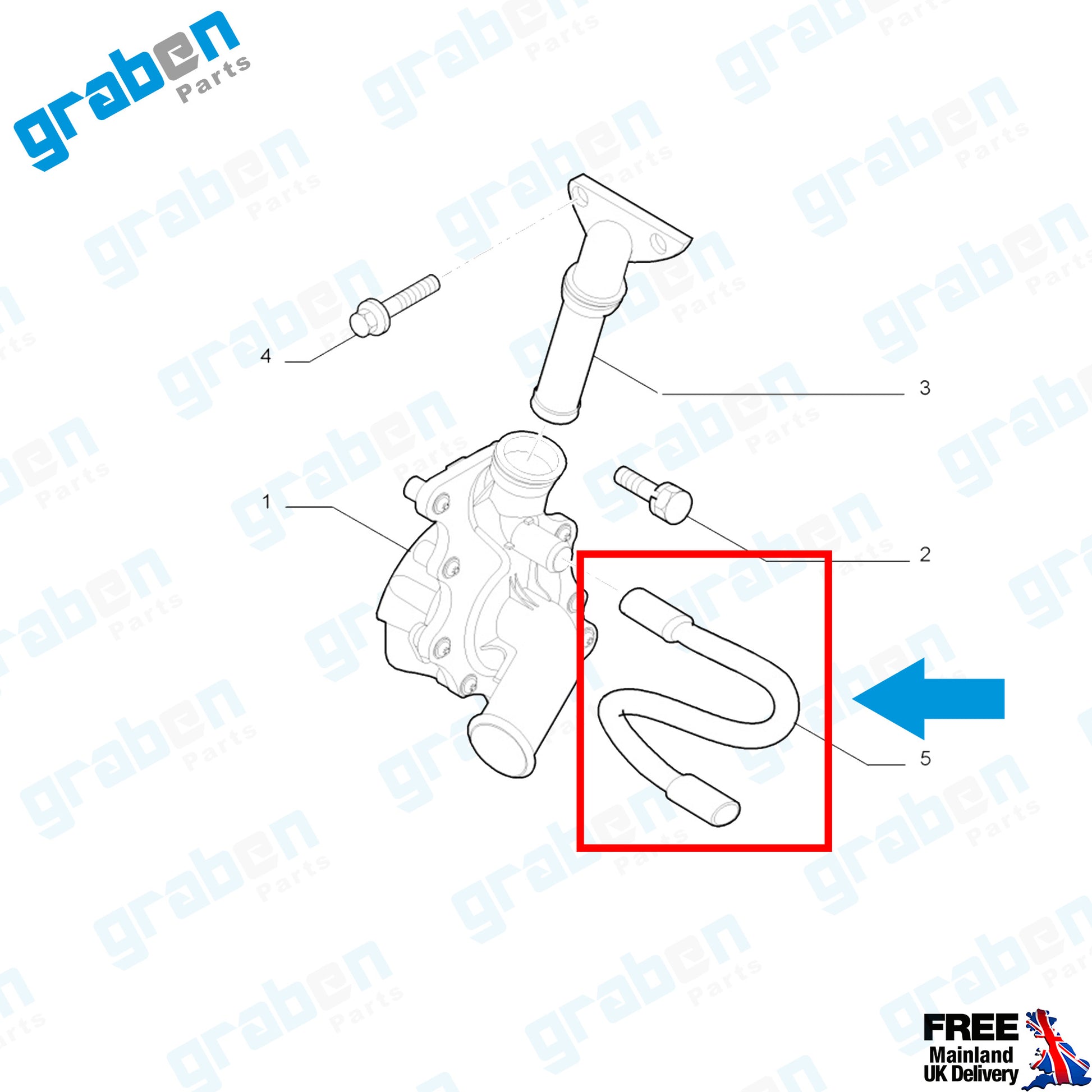 Grabenparts_Water Pump Hose For Transit V347 Ducato Boxer III 2.2 D 9660610080 6C1Q8N039AC_