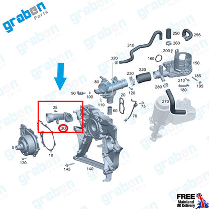Grabenparts_Water Pump Pipe For Mercedes Sprinter 2.2d Freightliner Sprinter 2.1D 6512000151_