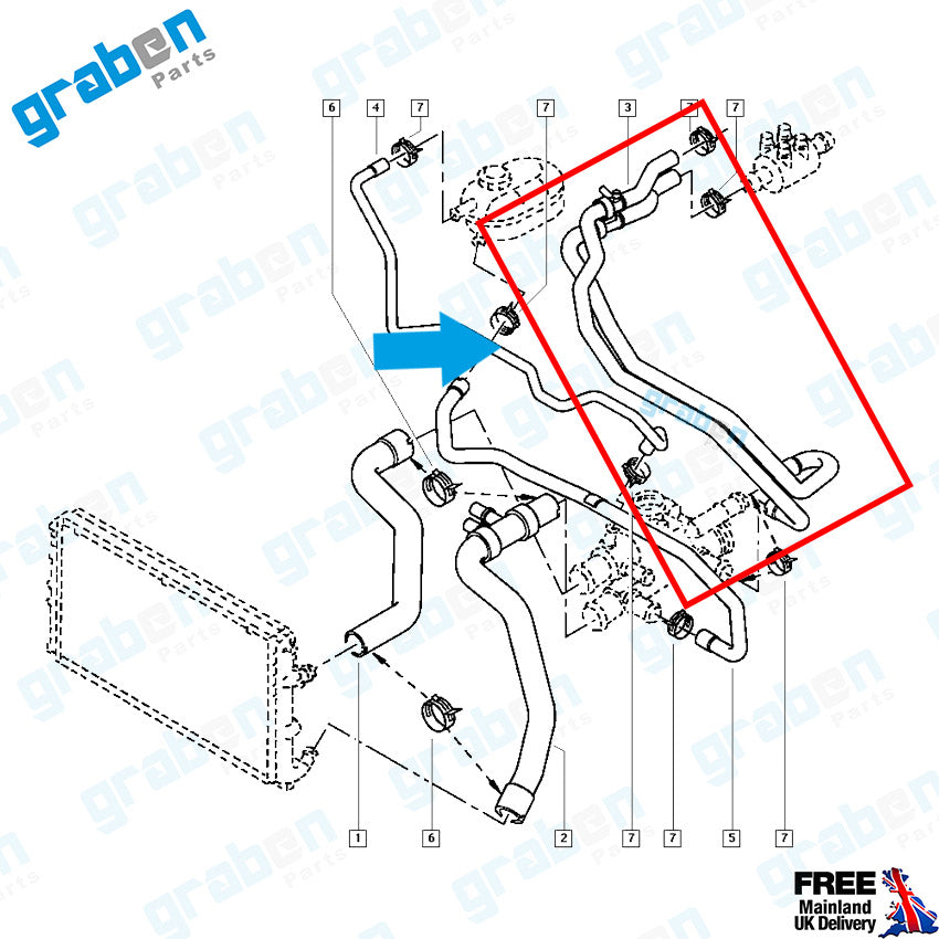 8200197767 
4405262 GM9121095
HEATER HOSE PIPE FOR RENAULT MASTER II 2.5 DCI / OPEL VAUXHALL MOVANO A 2.5 DTI