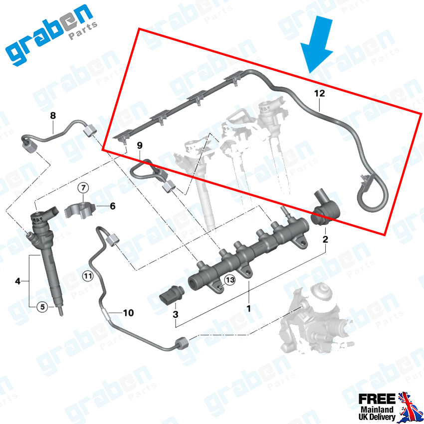 INJECTOR LEAK OFF RETURN PIPE FOR BMW / MINI 1.6 / 2.0 PETROL ENGINE 13538583458 13538516196