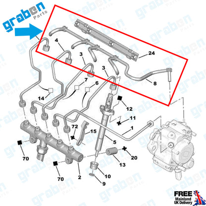 INJECTOR LEAK OFF RETURN PIPE FOR PEUGEOT 307 308 407 508 CITROEN C4 2.0 HDI 1574.L9

