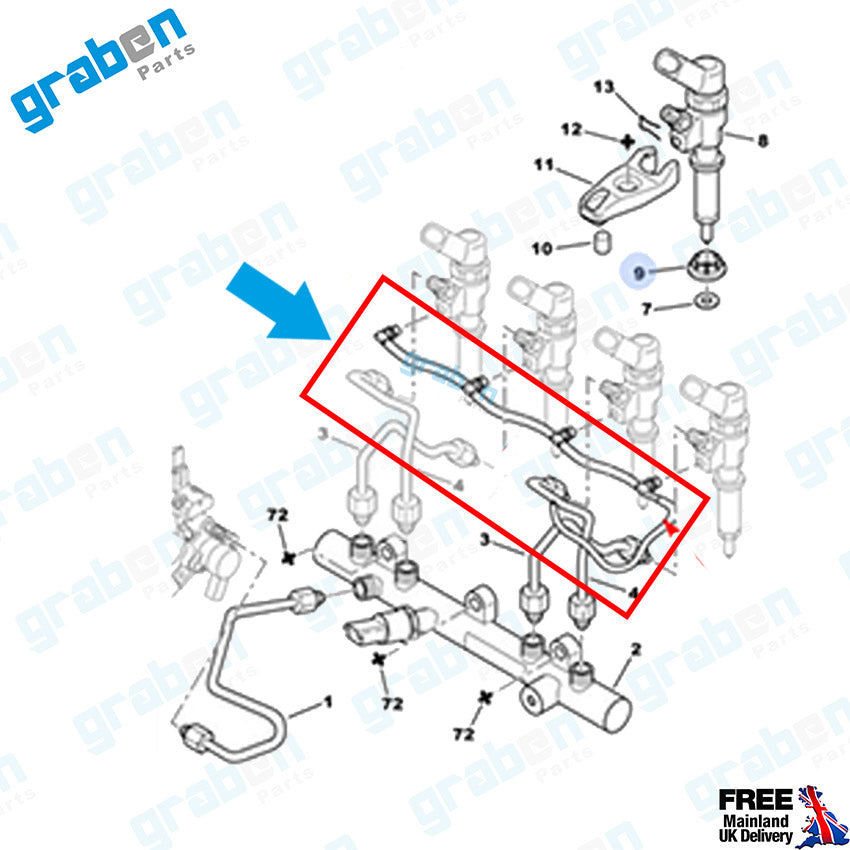 INJECTOR LEAK OFF RETURN PIPE FOR PEUGEOT CITROEN BERLINGO 2.0 HDI 1574.H4