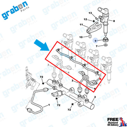 INJECTOR LEAK OFF RETURN PIPE FOR PEUGEOT CITROEN BERLINGO 2.0 HDI 1574.H4