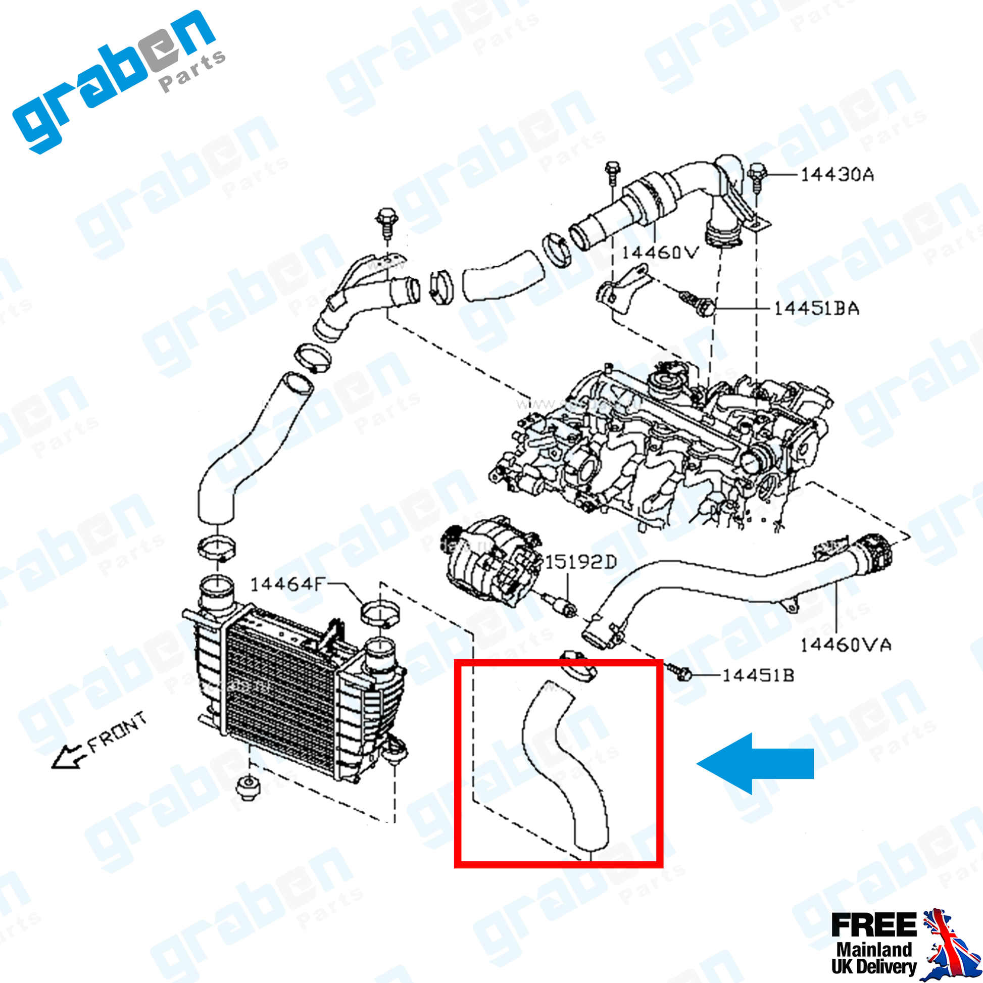 INTERCOOLER TURBO HOSE PIPE FOR NISSAN JUKE 1.5 DCI 2010+ 144631FE0B 14463BA60A