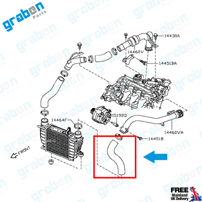 INTERCOOLER TURBO HOSE PIPE FOR NISSAN JUKE 1.5 DCI 2010+ 144631FE0B 14463BA60A