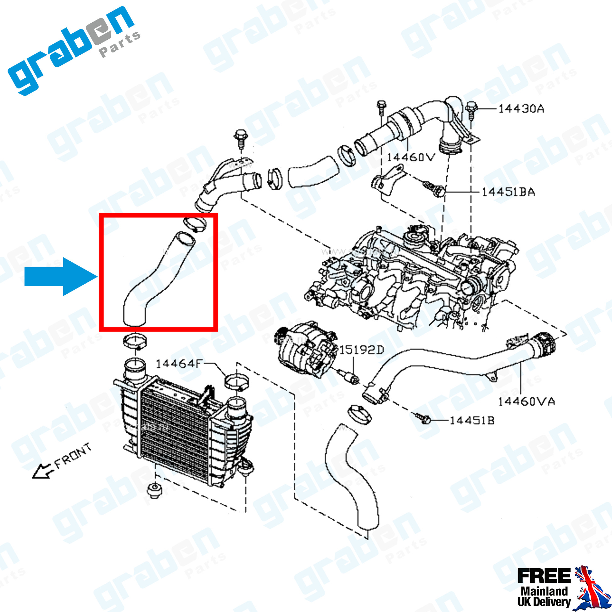 INTERCOOLER TURBO HOSE PIPE FOR NISSAN JUKE 1.5 DCI 2010+ 144631KB0A