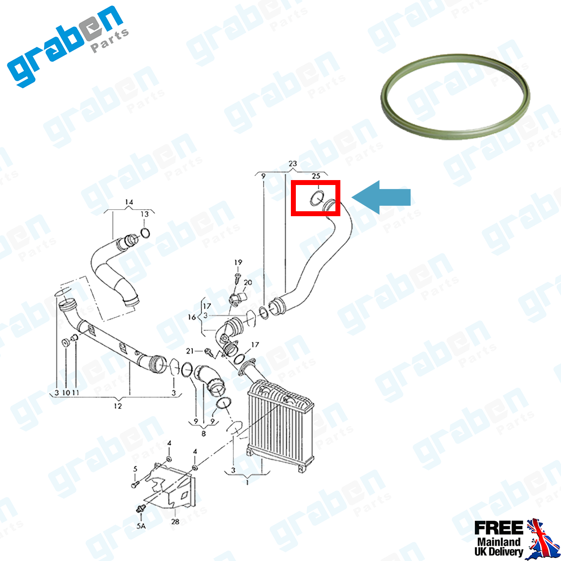 INTERCOOLER TURBO HOSE SEAL 67.90mm FOR VOLKSWAGEN BMW MINI 3C0145117K 11617796622 7L6145117