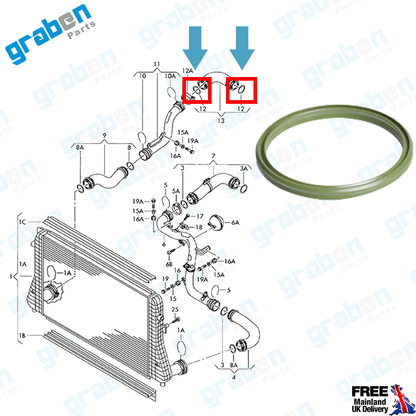 INTERCOOLER TURBO HOSE SEAL FOR AUDI VOLKSWAGEN SEAT SKODA 3C0145117B