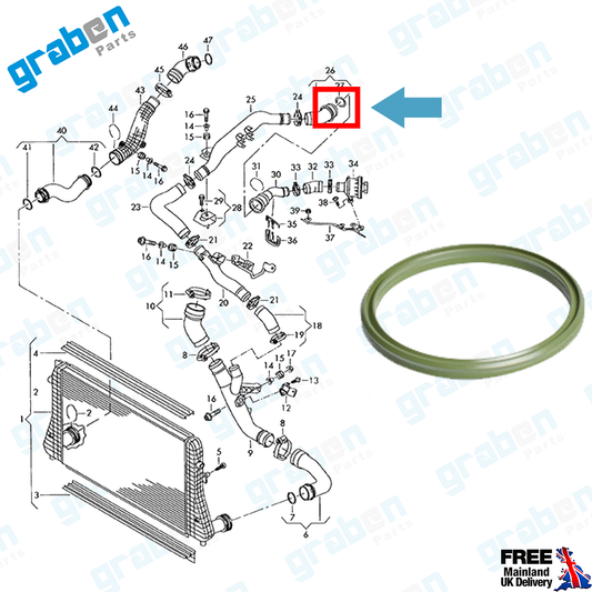 INTERCOOLER TURBO HOSE SEAL FOR AUDI VOLKSWAGEN SEAT SKODA 3C0145117B