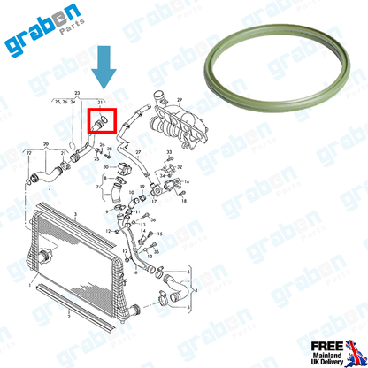 INTERCOOLER TURBO HOSE SEAL FOR AUDI VOLKSWAGEN SEAT SKODA 3C0145117D