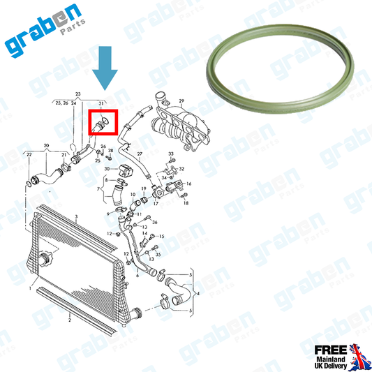 INTERCOOLER TURBO HOSE SEAL FOR AUDI VOLKSWAGEN SEAT SKODA 3C0145117D