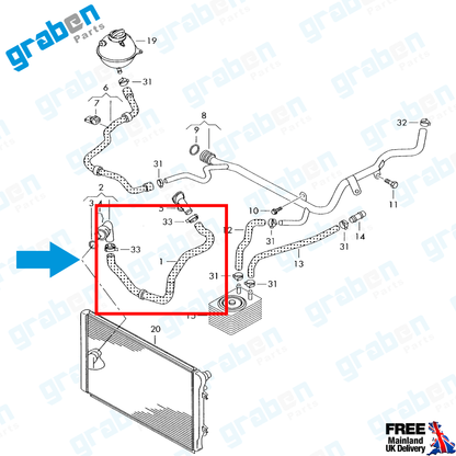 LOWER RADIATOR HOSE FOR AUDI A3 VOLKSWAGEN GOLF V SEAT ALTEA 2.0 TDI 1K0121156DN