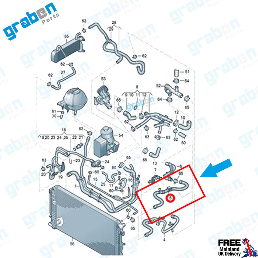 Radiator Inlet Hose For Volkswagen Crafter 2.0 TDI 2011-2016 2E0122101F