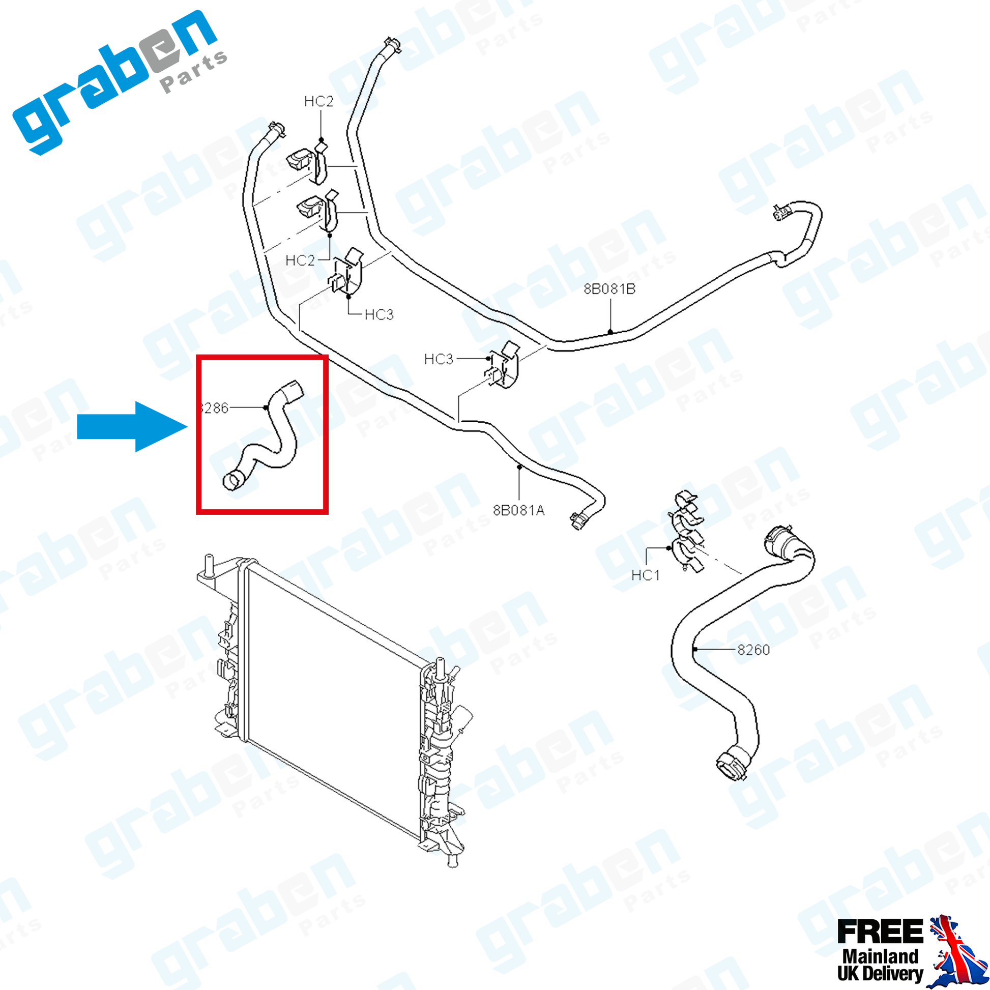 RADIATOR LOWER HOSE FOR FORD FOCUS II 1.4 / 1.6 / VOLVO S40 / V50 / C30 1.6 3M5H8286BJ 1384145 3M5H8286BH 30741964 