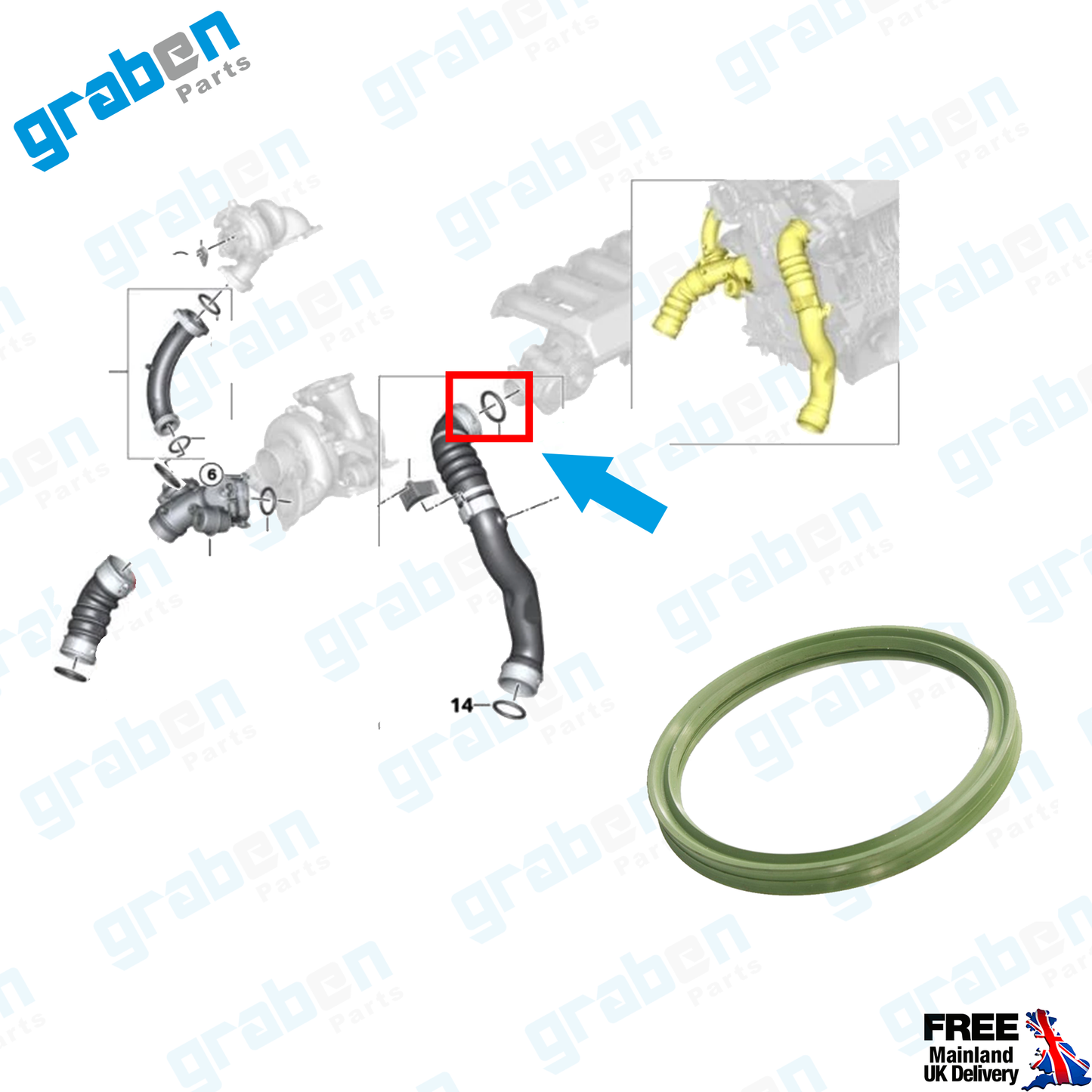 TURBOCHARGER GASKET SEAL FOR BMW E70 E71 E90 E87 E83 E60 E65 E46 11617790547
